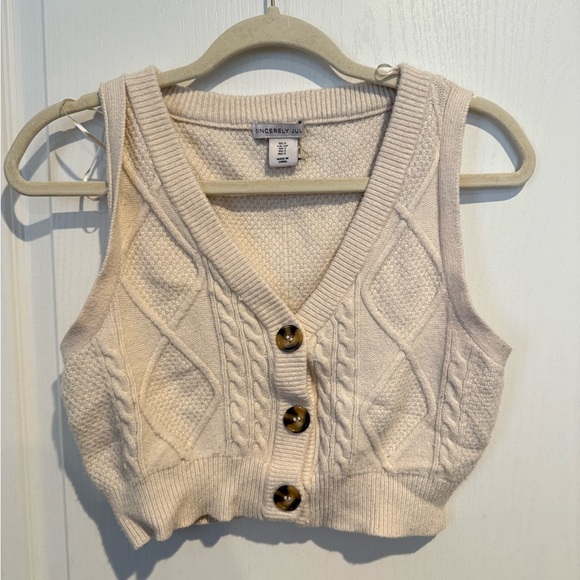 Sincerly Jules Sweaters - Sincerly Jules Cream Cable Knit Sweater Vest